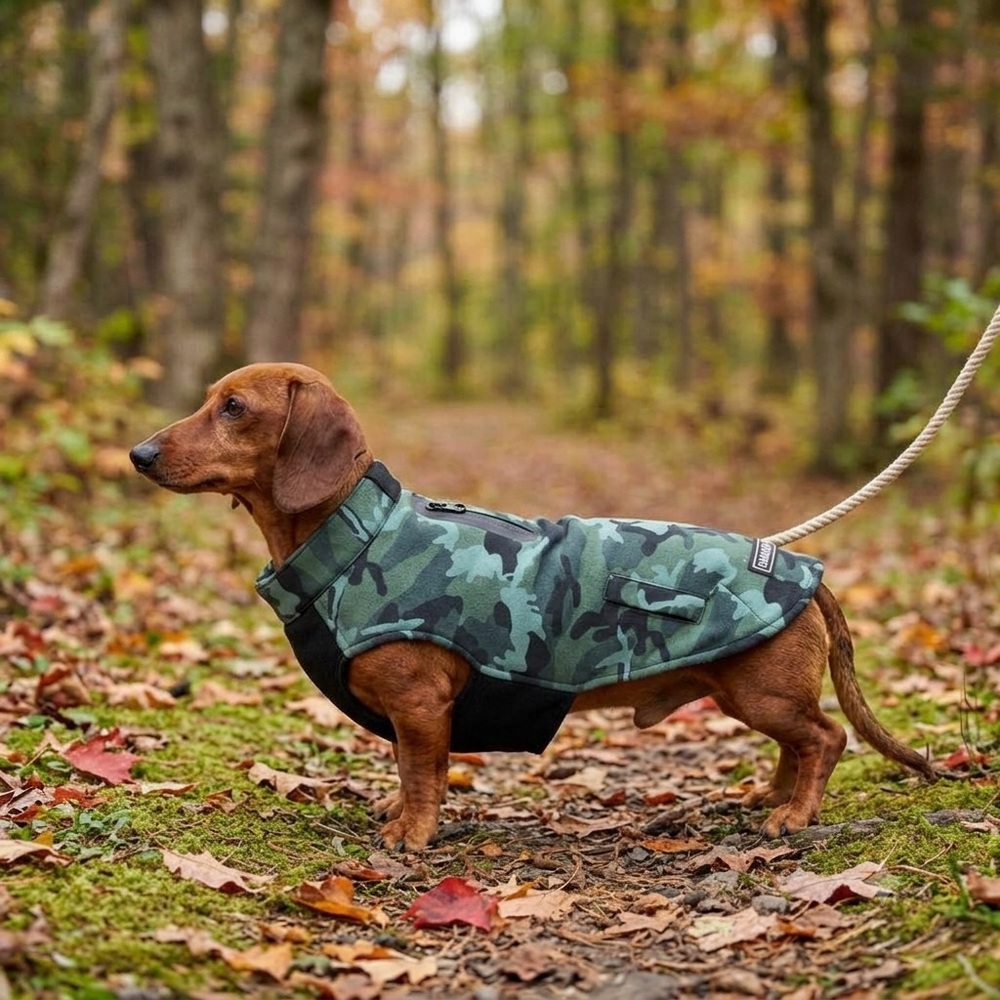 Canada Pooch green camo thermal fleece dog vest coat jacket small